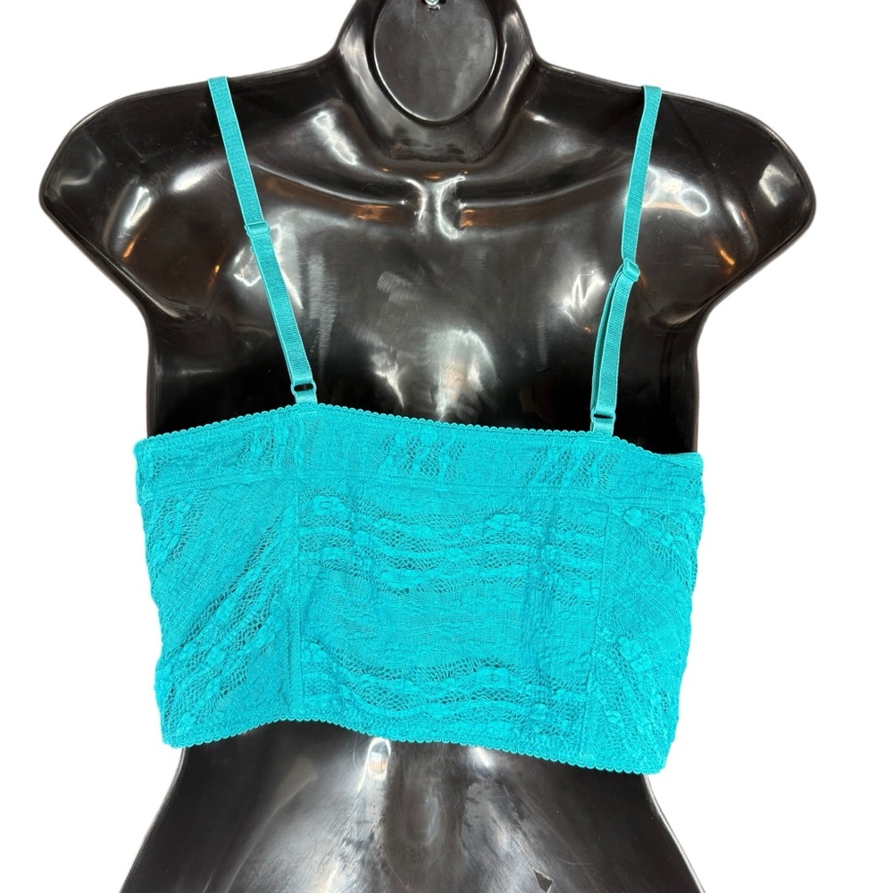 Free People Intimately Teal Lace Bralette Size M Wireless Longline - Picture 5 of 11
